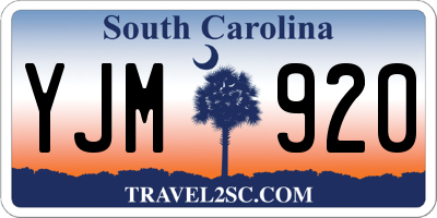 SC license plate YJM920
