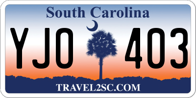 SC license plate YJO403