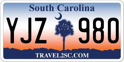 SC license plate YJZ980