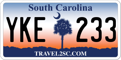 SC license plate YKE233