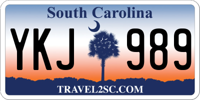 SC license plate YKJ989