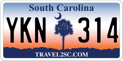 SC license plate YKN314