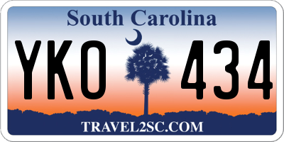SC license plate YKO434