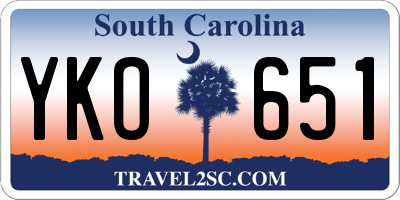SC license plate YKO651