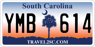SC license plate YMB614