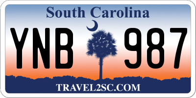 SC license plate YNB987