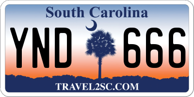 SC license plate YND666
