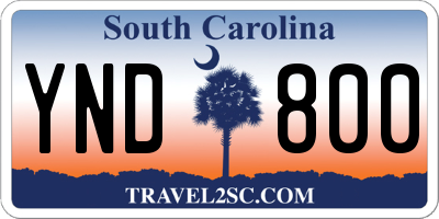SC license plate YND800