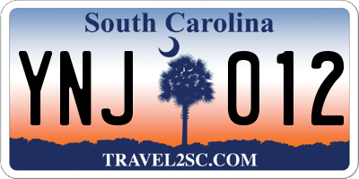 SC license plate YNJ012