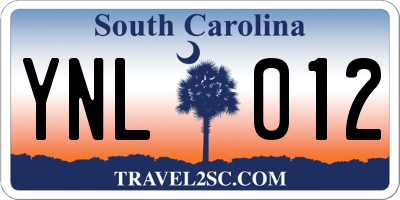 SC license plate YNL012