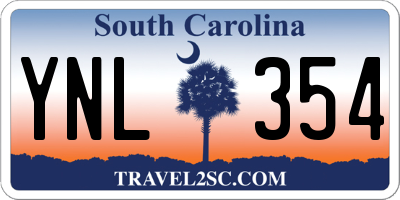SC license plate YNL354