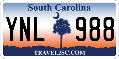 SC license plate YNL988