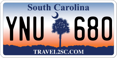 SC license plate YNU680
