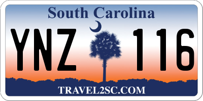 SC license plate YNZ116