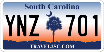 SC license plate YNZ701