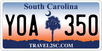 SC license plate YOA350