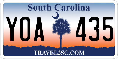 SC license plate YOA435