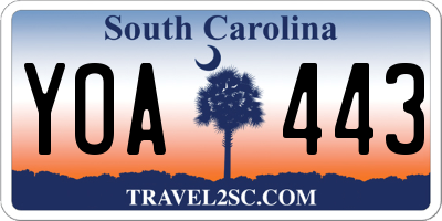 SC license plate YOA443