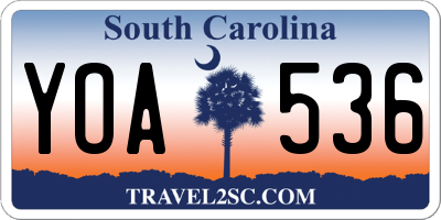 SC license plate YOA536