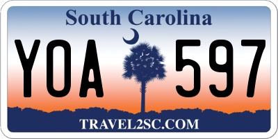 SC license plate YOA597