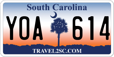 SC license plate YOA614