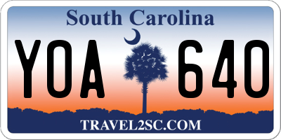 SC license plate YOA640