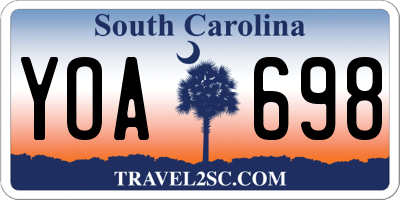 SC license plate YOA698