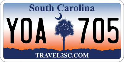 SC license plate YOA705