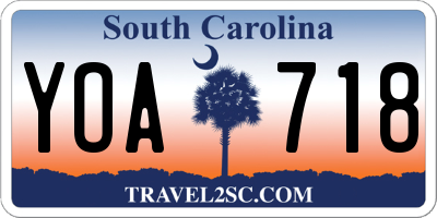 SC license plate YOA718
