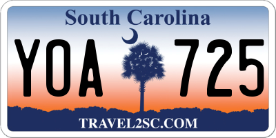 SC license plate YOA725
