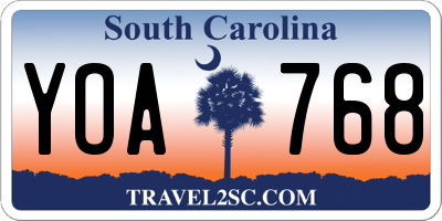 SC license plate YOA768