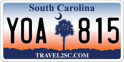 SC license plate YOA815