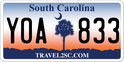 SC license plate YOA833