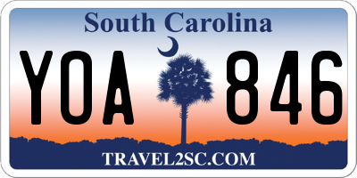 SC license plate YOA846