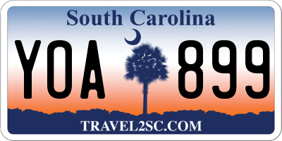 SC license plate YOA899