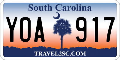 SC license plate YOA917