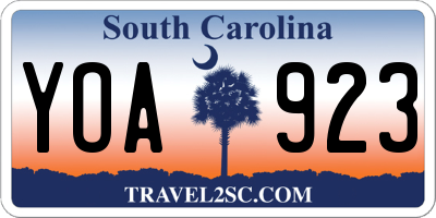 SC license plate YOA923