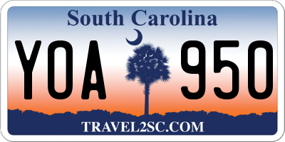 SC license plate YOA950