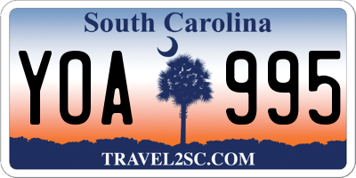 SC license plate YOA995