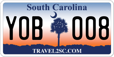 SC license plate YOB008