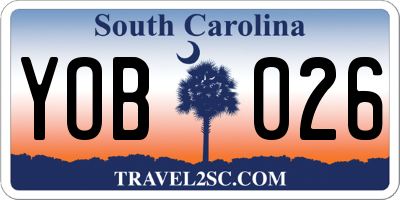SC license plate YOB026