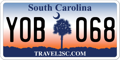 SC license plate YOB068