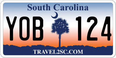 SC license plate YOB124