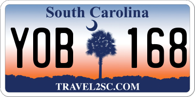 SC license plate YOB168