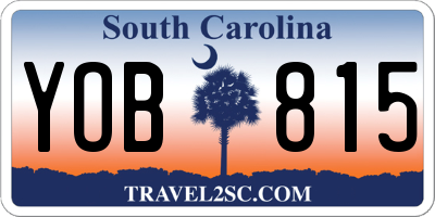 SC license plate YOB815