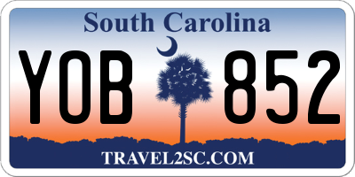 SC license plate YOB852