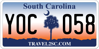 SC license plate YOC058