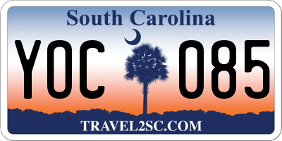 SC license plate YOC085