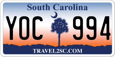 SC license plate YOC994