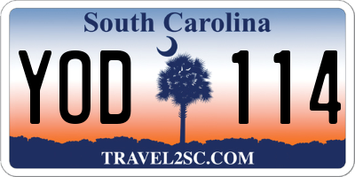SC license plate YOD114